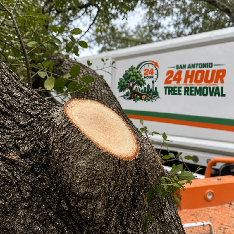 Proper pruning cut at the branch collar on a live oak limb